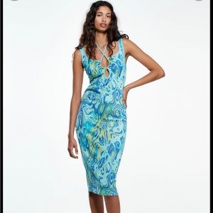 Zara Cut Out Jacquard Dress